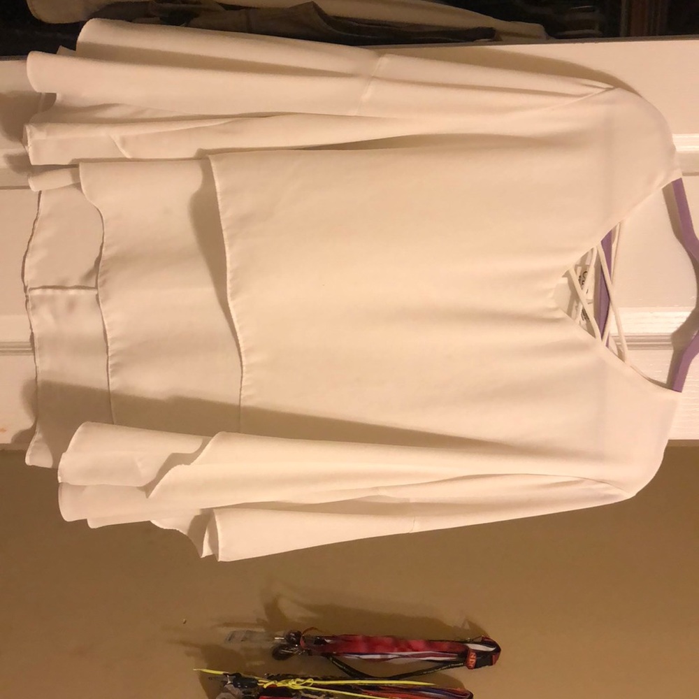 White Layered Criss Cross Blouse 18/20